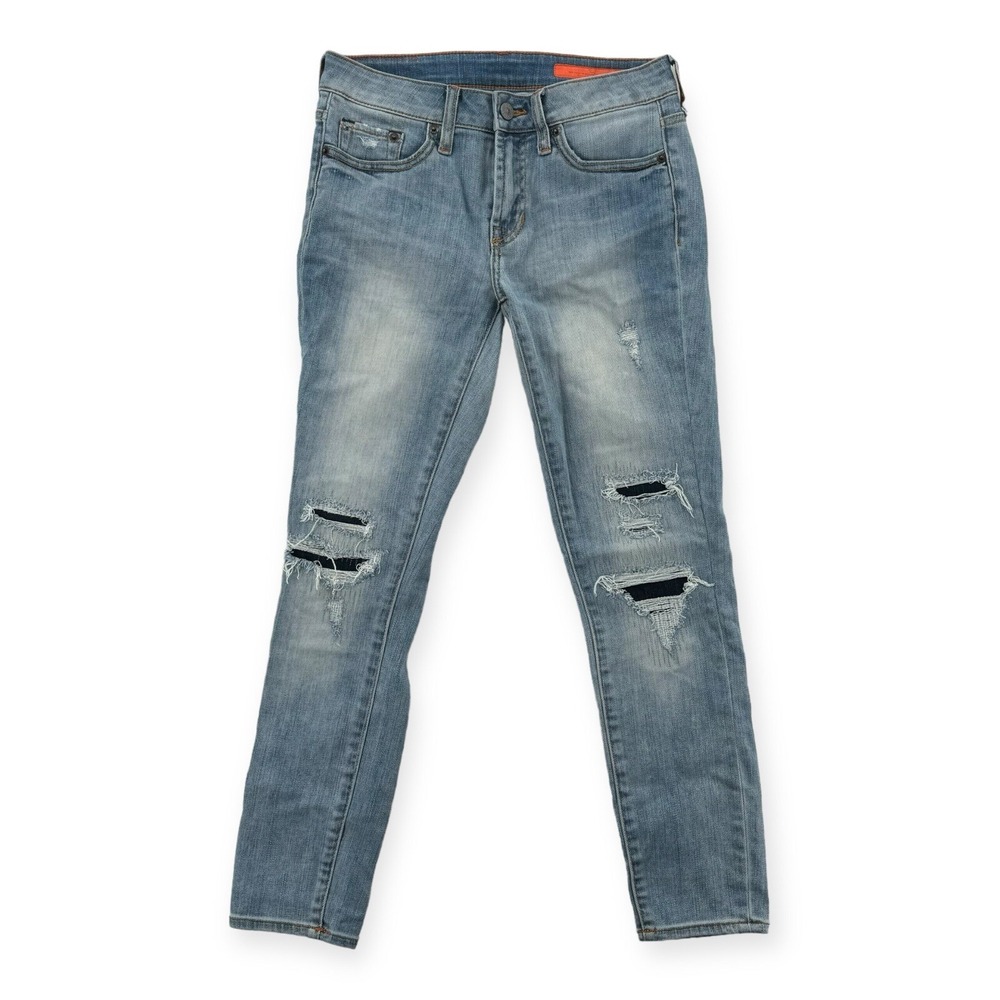 Jean Shop Jeans Womens 26 Blue Denim Cropped Mid Rise Patched Distressed‎ Patty